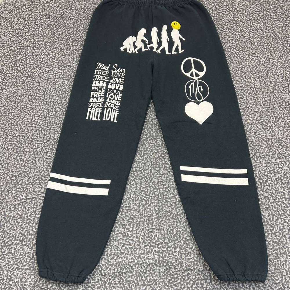 Vintage Free Love Jogger Pants Men Large Black Evolution Gildan Outdoor 29x30
